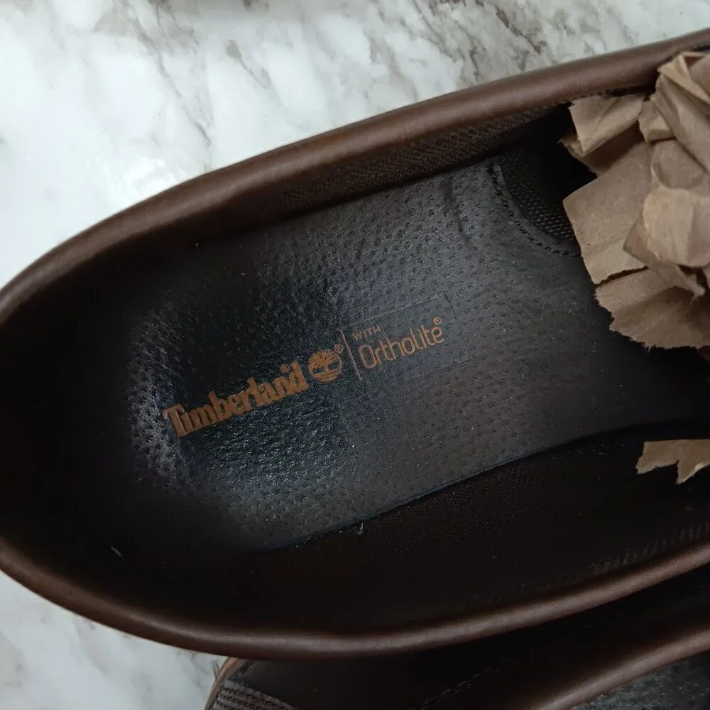 Timberland Men's Brown Leather Ortholite Slip On Loafers Size 13
